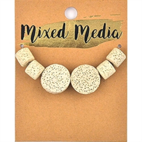 AussieSuperStore Jewellery Making Supplies White Lava Flat Round & Tube Beads (in 5 colours) Lava Flat Round & Tube Beads (in 5 colours) | Jewellery Making Beads | Jewellery Making Supplies 9323823209070 MM2008